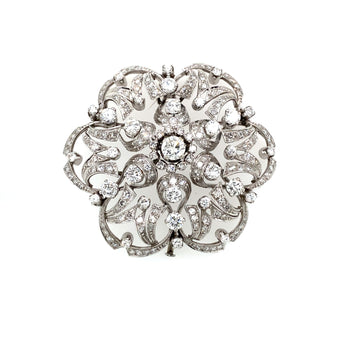 Estate Italian 5.50 Carat Diamond Gold Brooch