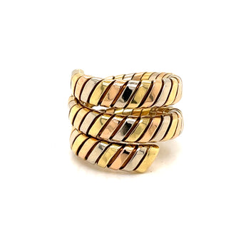 Bulgari Tubogas Three Color Gold Ring