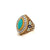Cazzaniga Diamond Turquoise Enamel Gold Engraved Ring