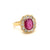 1800 Ruby Diamond Gold Cluster Ring