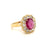 1800 Ruby Diamond Gold Cluster Ring