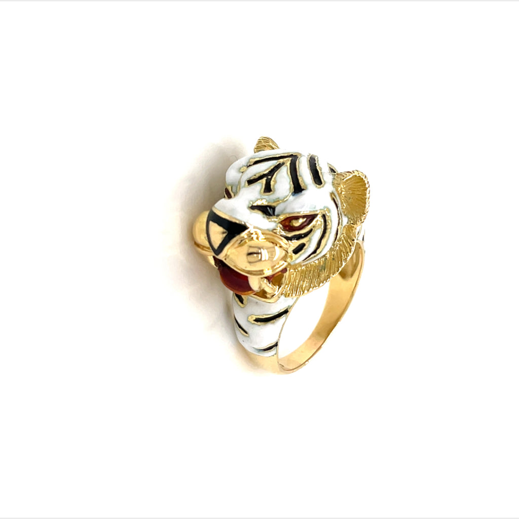 Frascarolo Enamel Gold Tiger Ring