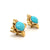 Retro Turquoise Gold Flower Earrings