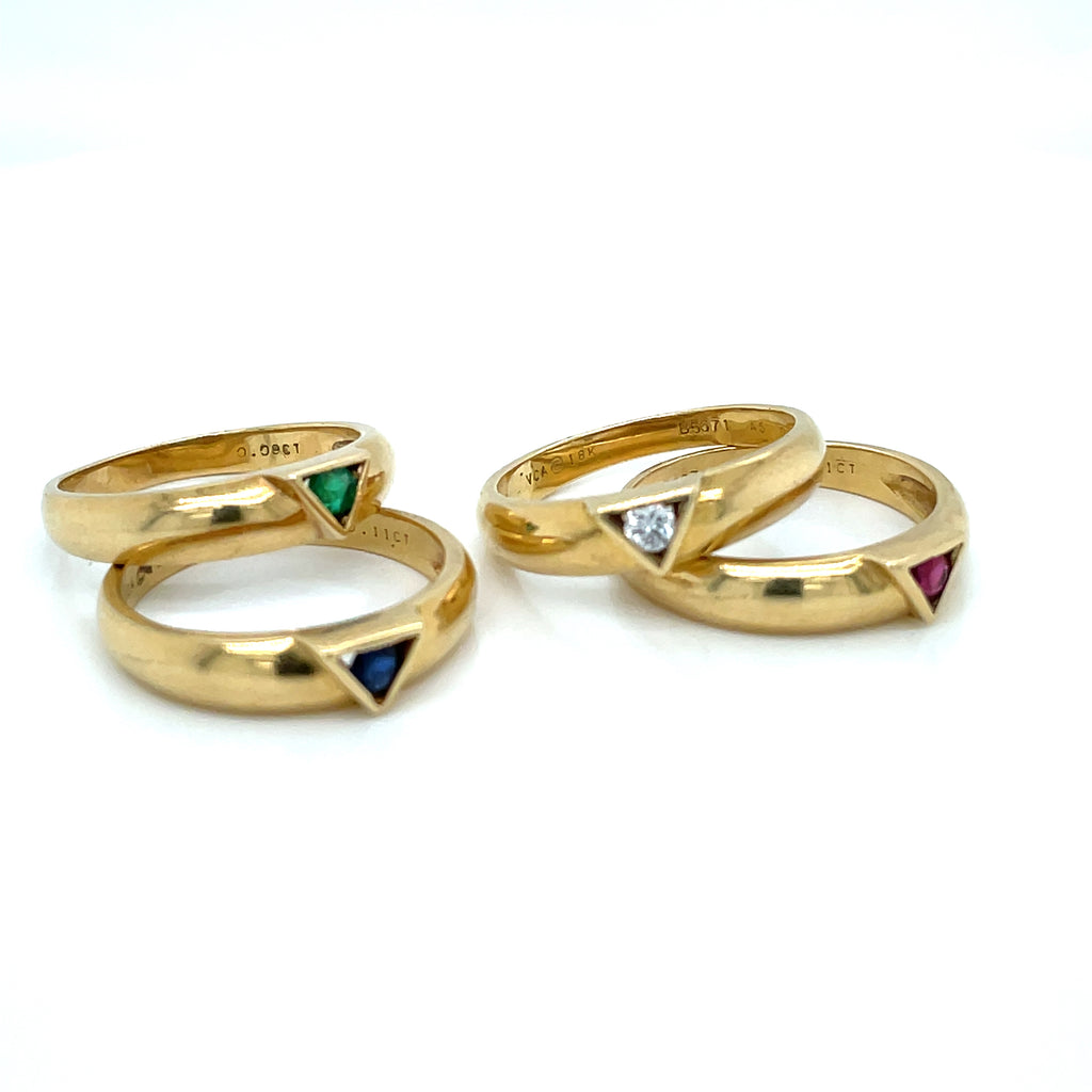 Van Cleef & Arpels Gemstone Four Band Rings – De Maria Jewelry