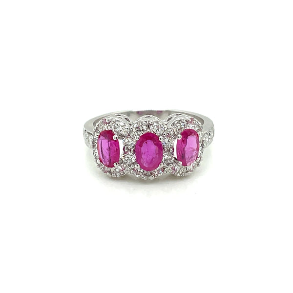 Ruby Three Stone Ring 