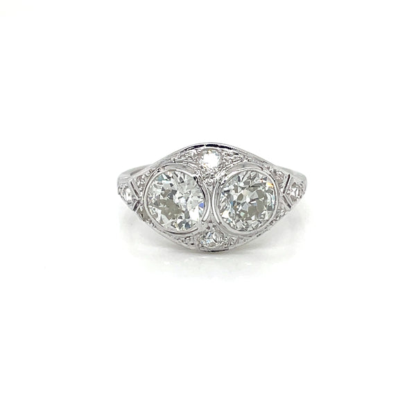 Art Deco 2.45 Carat Diamond Plaque Filigree Ring