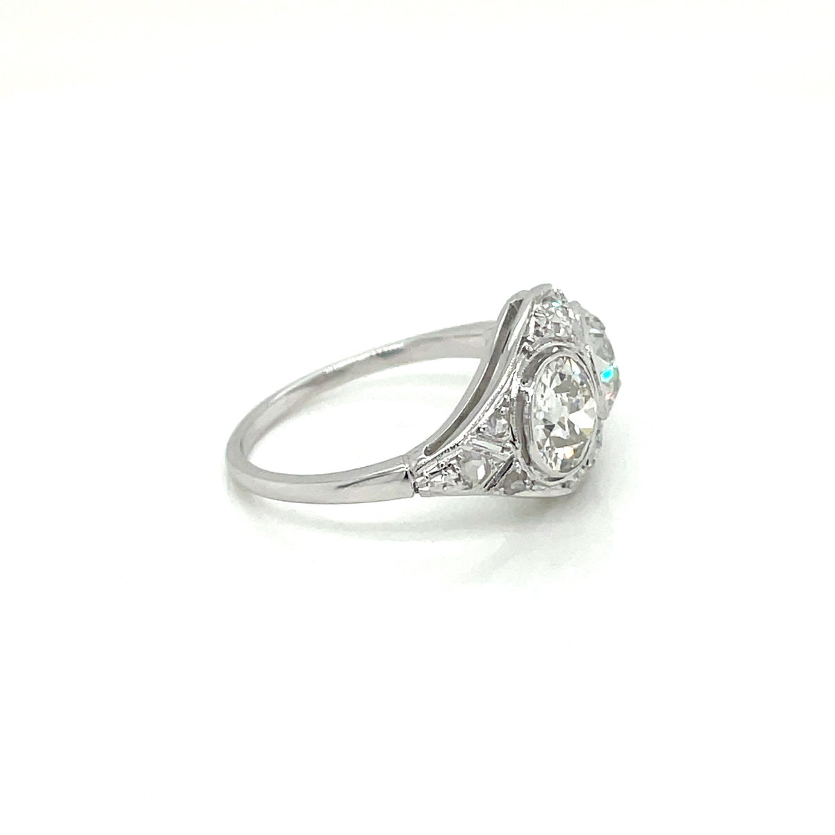 Art Deco 2.45 Carat Diamond Plaque Filigree Ring