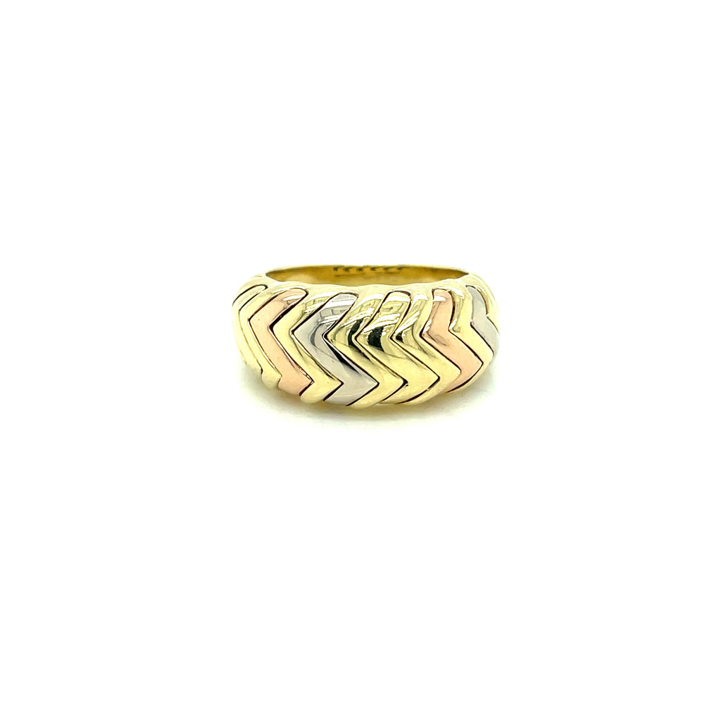 Bulgari Three Tones Gold Spiga Ring