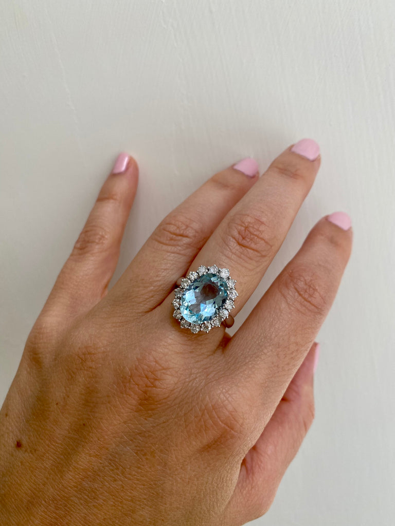 Lucent cocktail ring, Oversized crystal, Octagon cut, Blue | Swarovski