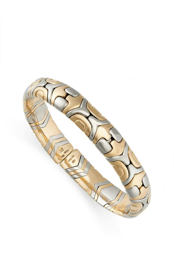 Bulgari Alveare Gold and Steel Cuff Bangle