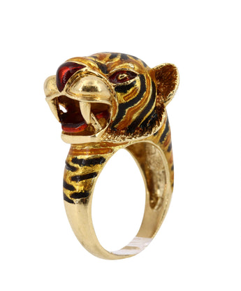 Frascarolo Enamel Gold Panther Ring