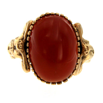 Carnelian Gold Sculptural Man Body Dome Gold Ring