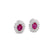 Vintage 2 Carat Ruby Diamond Gold Cluster Stud Earrings