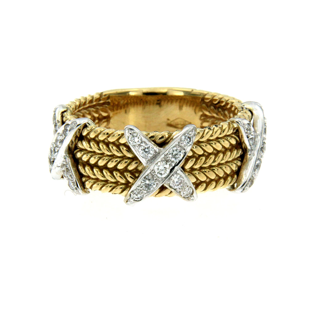 Rope Design Diamond Gold Band Ring tiffany