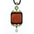 Hand-Carved Mediterranean Coral Onyx Diamond Gold Pendant