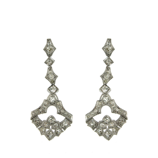 Art Deco Diamond Gold Drop Earrings De Maria Jewelry