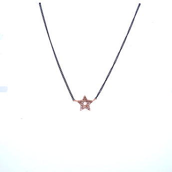 Design Rose Star Diamond Black Gold Necklace