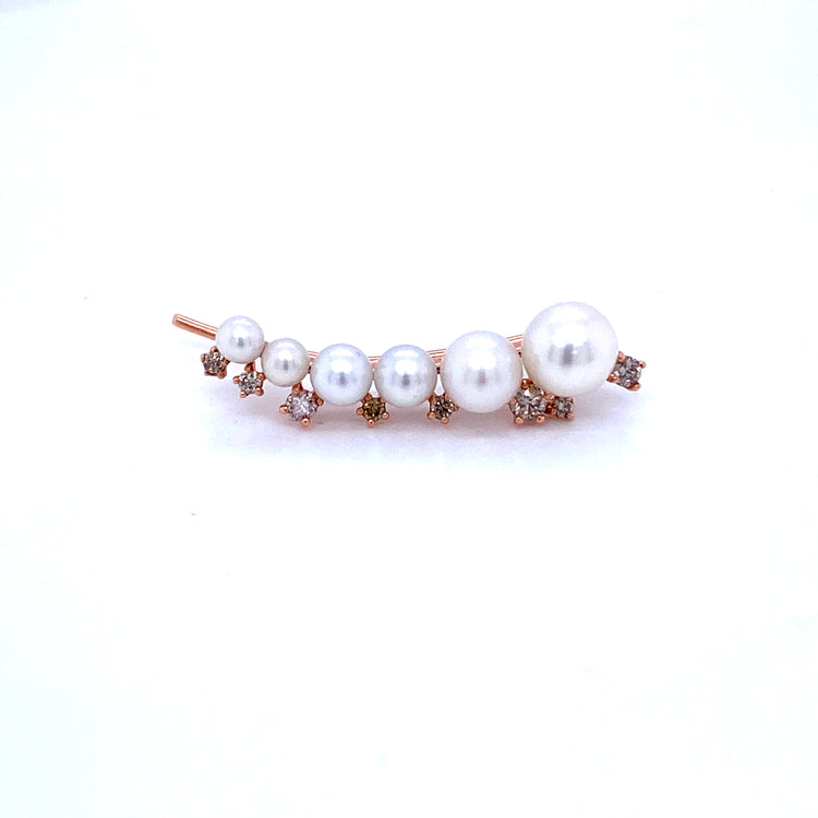 14 Karat Gold Diamond Pearl Earring
