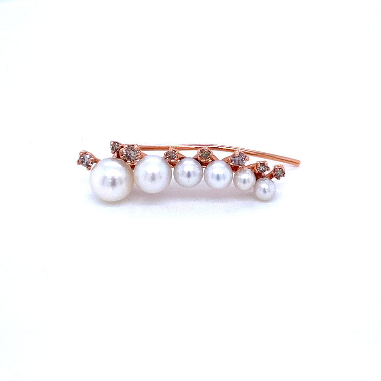 14 Karat Gold Diamond Pearl Earring