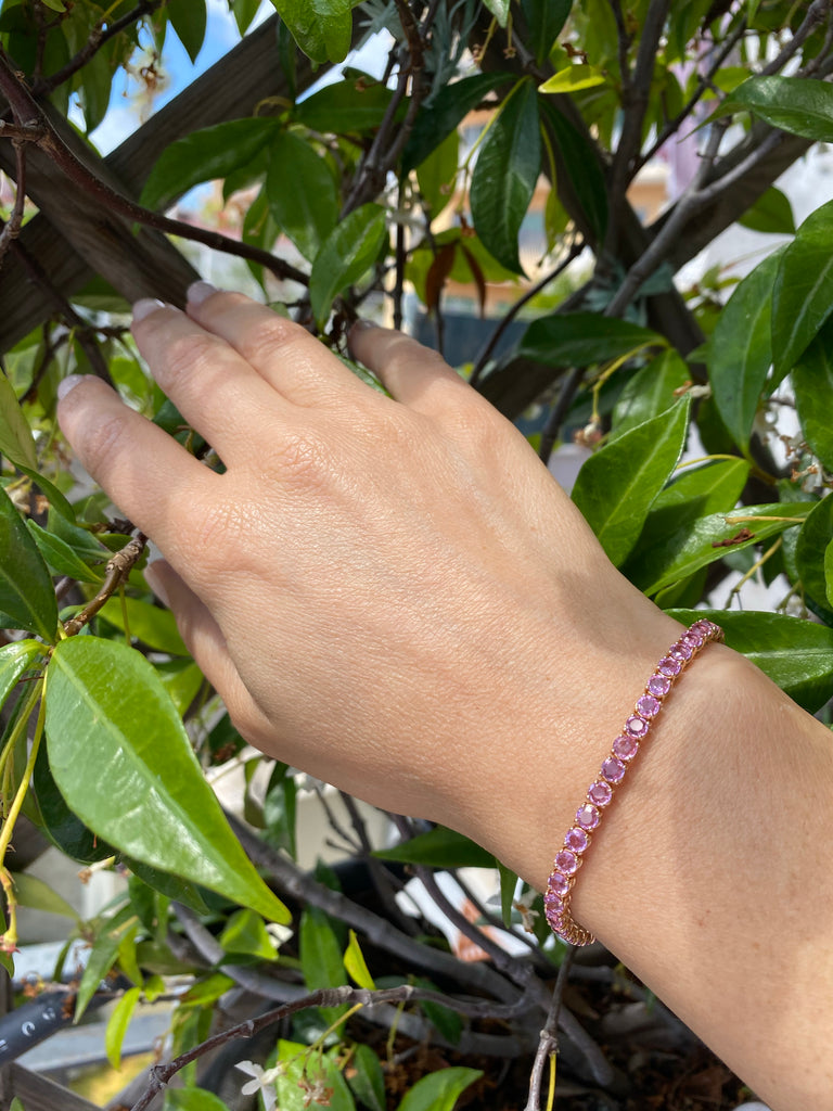 5 Carat Natural Pink Sapphire Rose Gold Tennis Bracelet – De Maria Jewelry