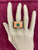 David Webb Emerald Coral Diamond Enamel Gold Ring