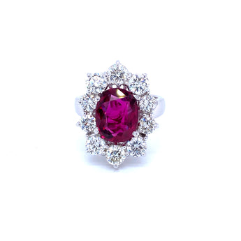 SSEF Certified 3.80 Carat Ruby Diamond Gold Ring