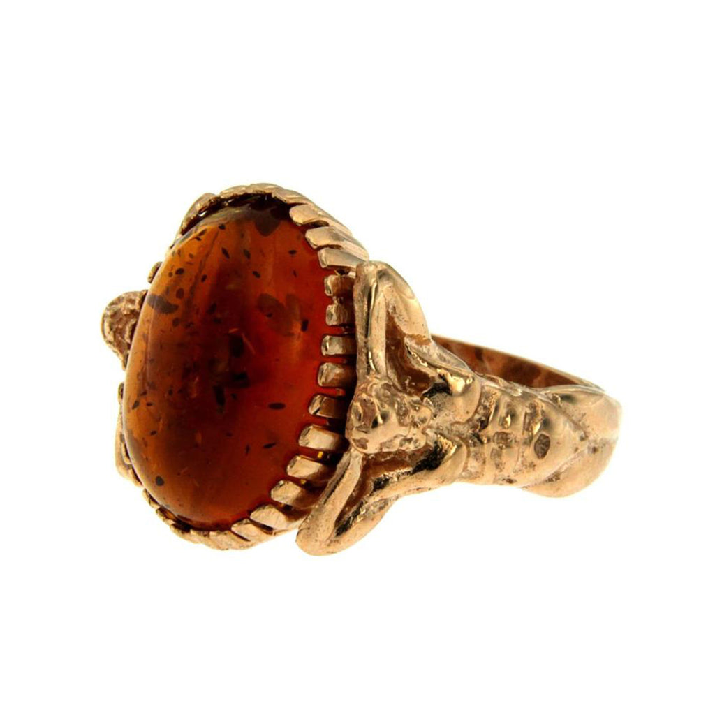 Amber Gold Sculptural Man Body Dome Gold Ring De Maria Jewelry