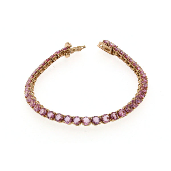 5 Carat Natural Pink Sapphire Rose Gold Tennis Bracelet