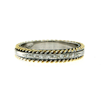 Rope Motif Diamond Gold Band Ring