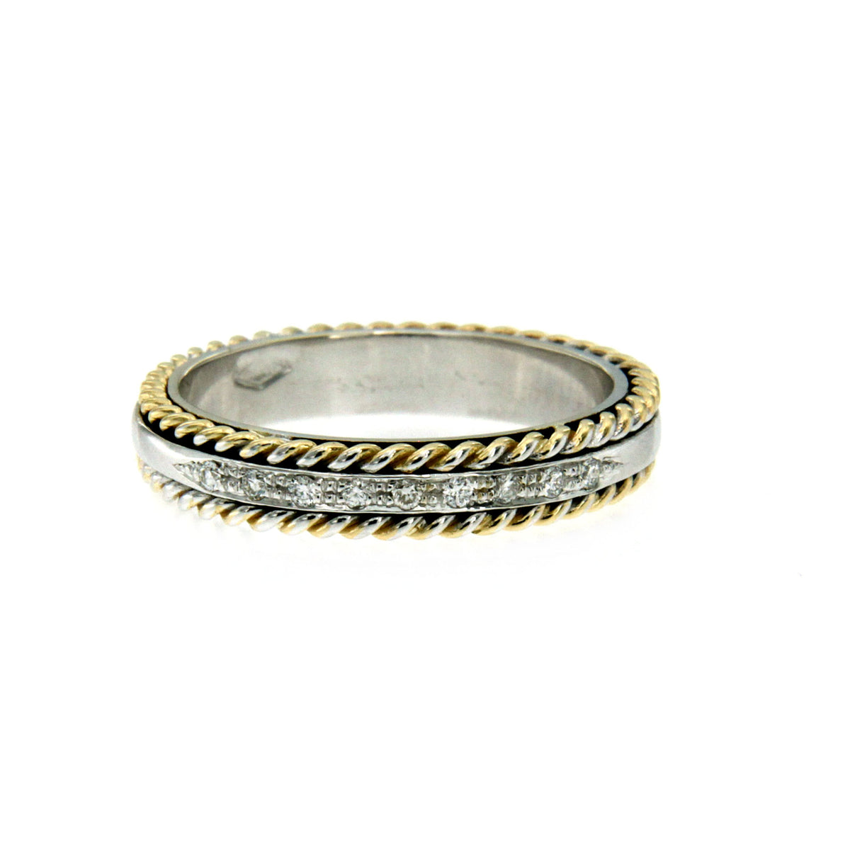 Rope Motif Diamond Gold Band Ring
