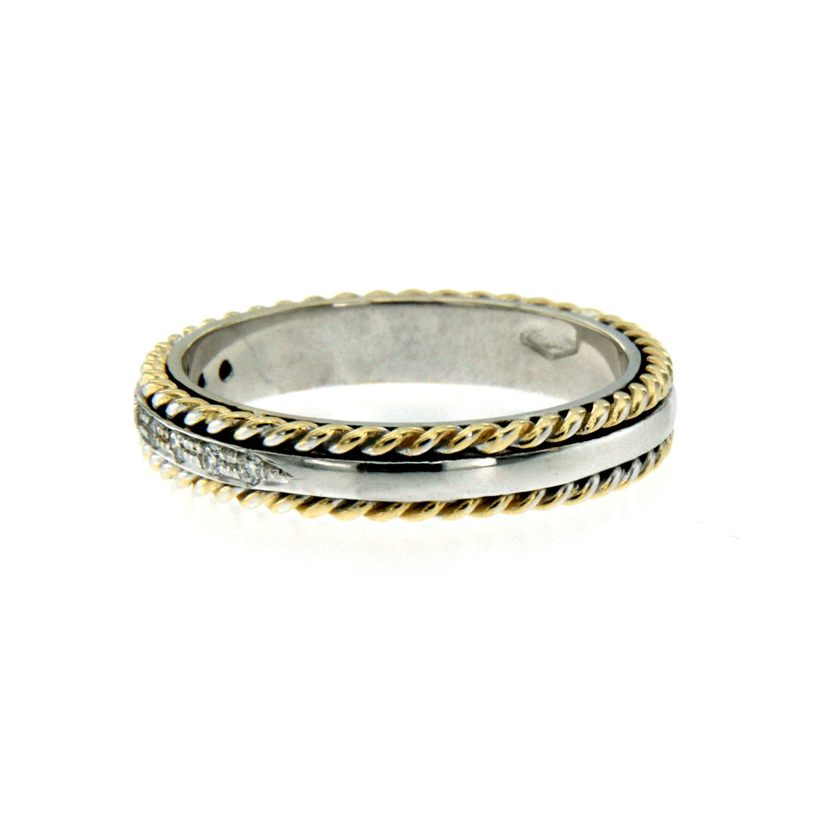 Rope Motif Diamond Gold Band Ring
