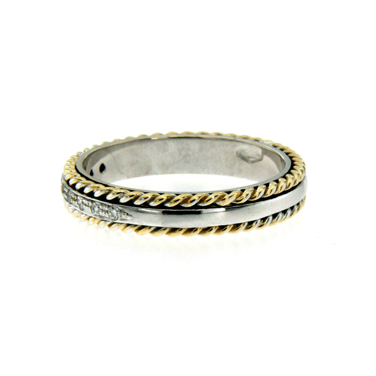Rope Motif Diamond Gold Band Ring