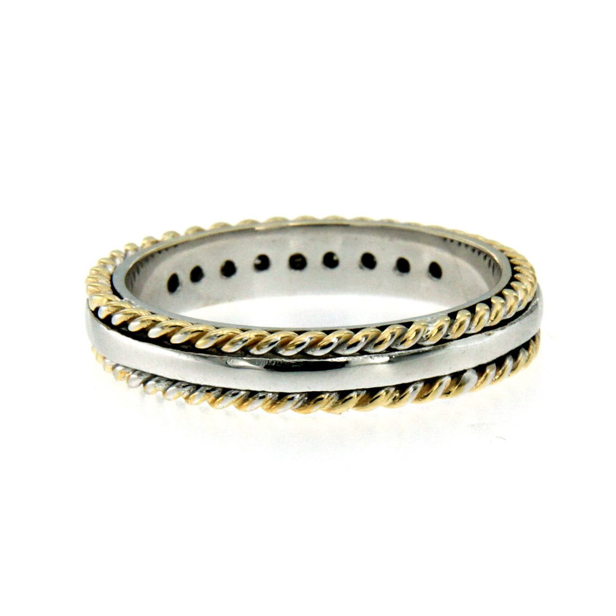 Rope Motif Diamond Gold Band Ring