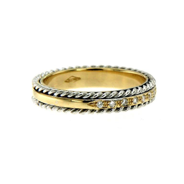 Rope Design Diamond Gold Band Ring