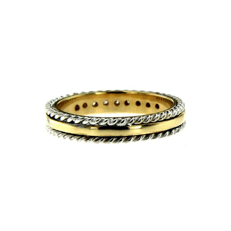 Rope Design Diamond Gold Band Ring