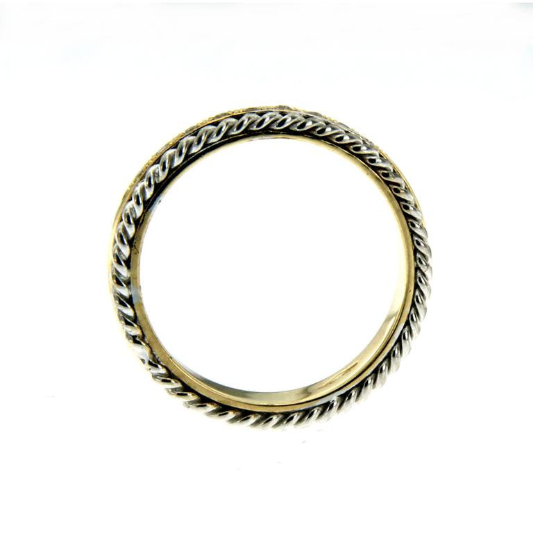 Rope Design Diamond Gold Band Ring