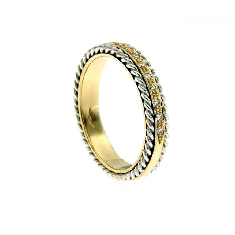 Rope Design Diamond Gold Band Ring