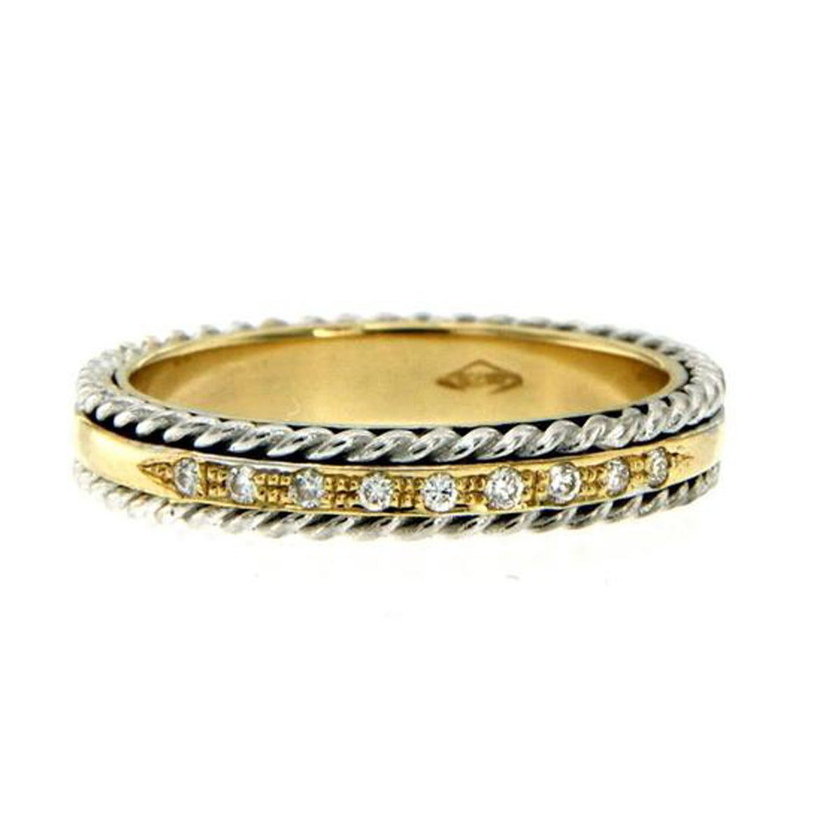 Rope Design Diamond Gold Band Ring