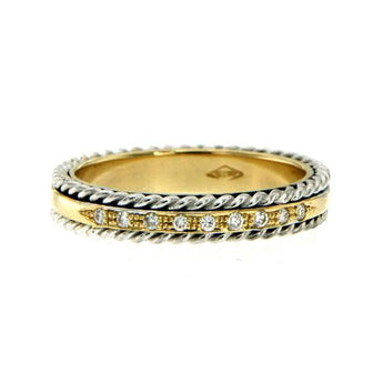 Rope Design Diamond Gold Band Ring